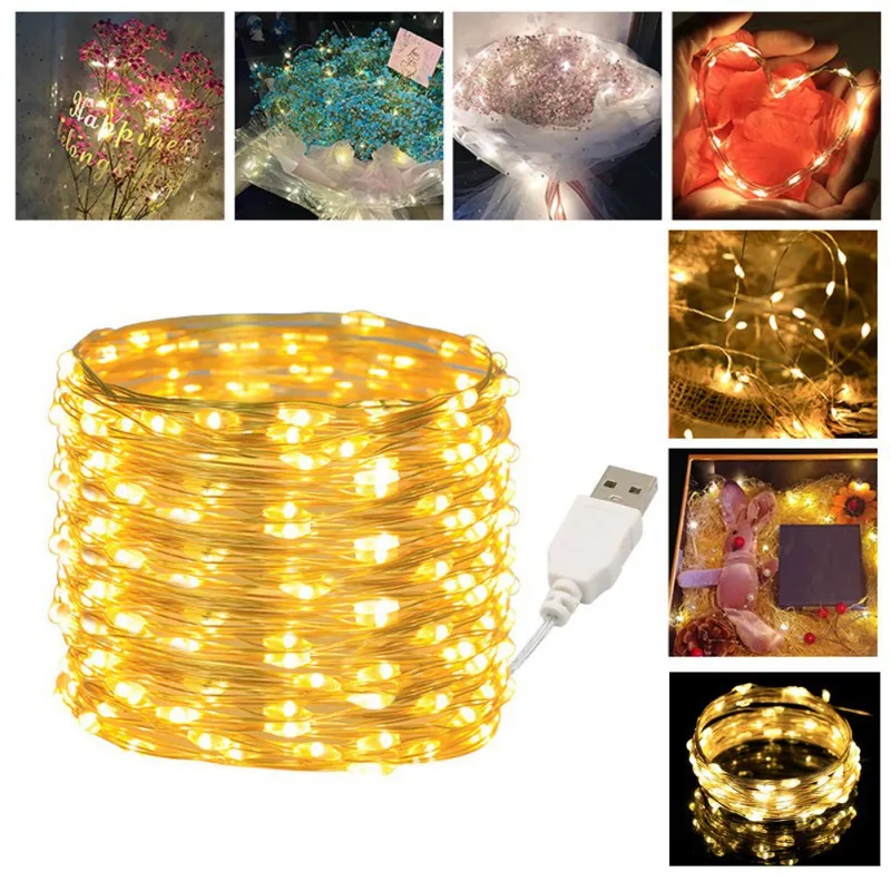 LED String Light 2/3/5/10M Photo Clip Fairy Light Garland USB Copper Wire Light String Christmas Wedding Garden Home Decoration