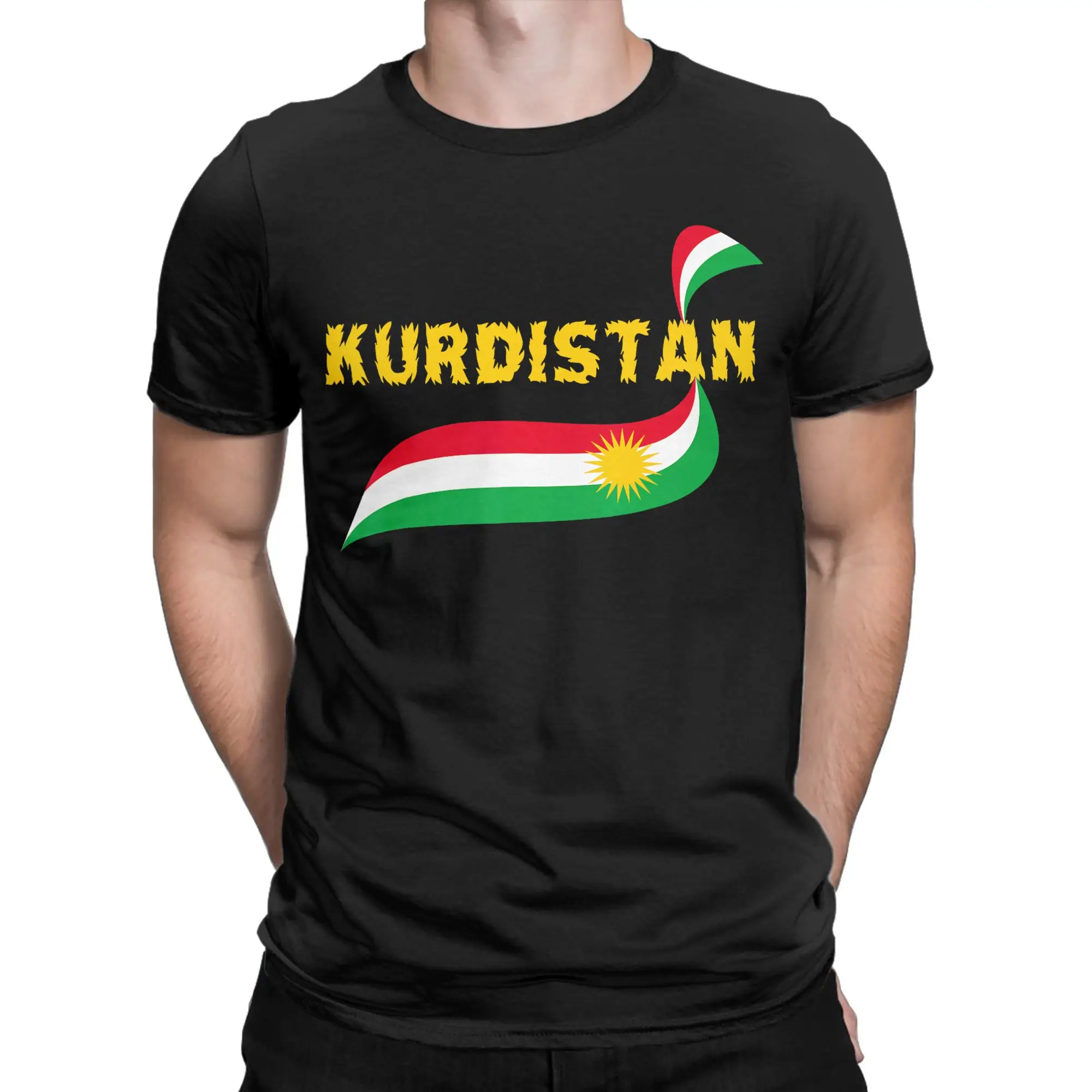 Vintage Kurdish Kurdistan Flag Kurd T-Shirts Men Round Neck Pure Cotton T Shirt  Short Sleeve Tee Shirt Gift Idea Clothing