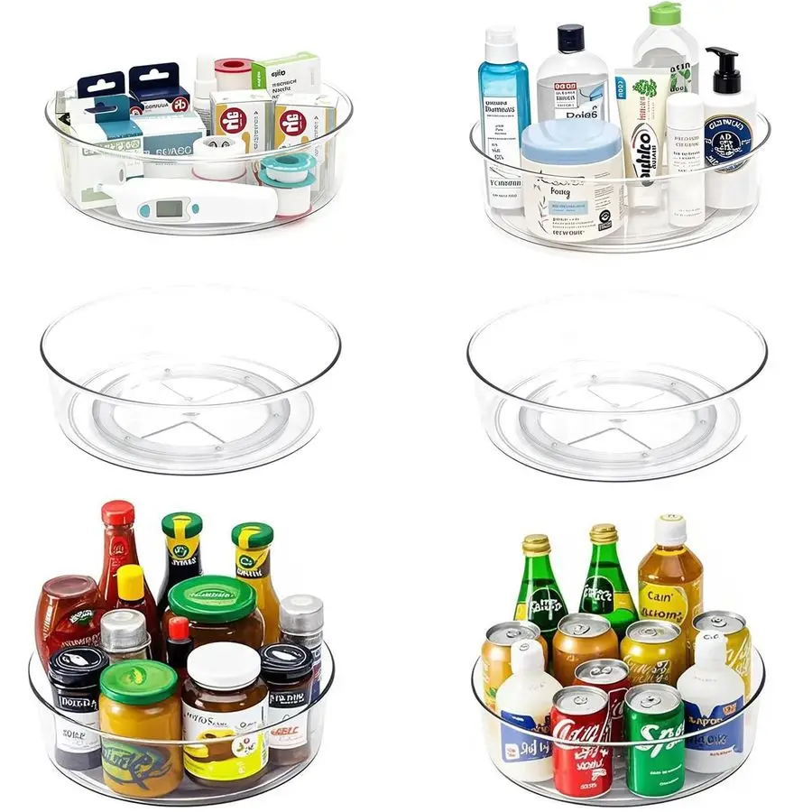 

Pack Lazy Susan 11.5 Inch Turntable Organizer Organization Storage Container Bins Spice Rack Cabinet Rotating Condiment for Pant