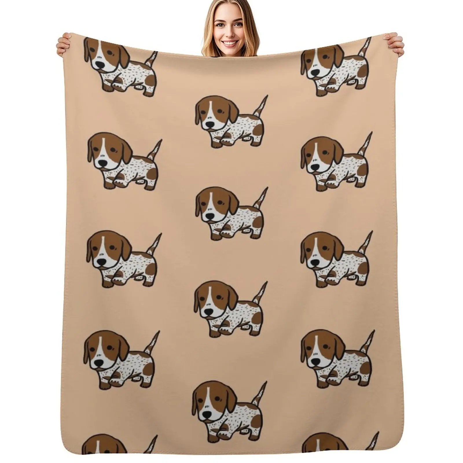 

Tippy Tappy Cute Dachshund Puppy Light Brown Piebald Brindle Throw Blanket Thins Travel Bed Fashionable Decorative Beds Blankets