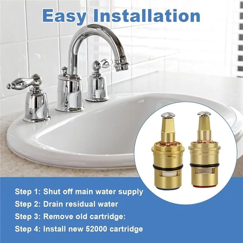 ABWR-Brass Shell Disc Dual Handle 52000 For Moen Faucet Cartridge- 2-Pack