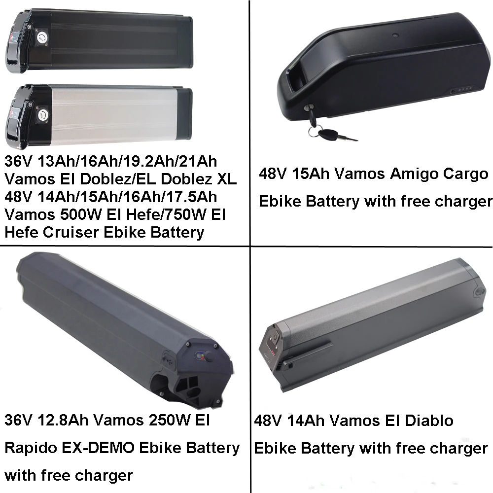 

E-Bike 36V 48V 13Ah 14Ah 15Ah 16Ah 17.5Ah 21Ah Lithium ion Battery for Vamos El Doblez Hefe XL Diablo Amigo Sancho Electric Bike