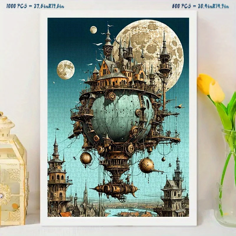 1000/500 قطعة من القلاع والسلطات العائمة Steampunk - ألوان نابضة بالحياة، ورق ممتاز، تحدي متوسط