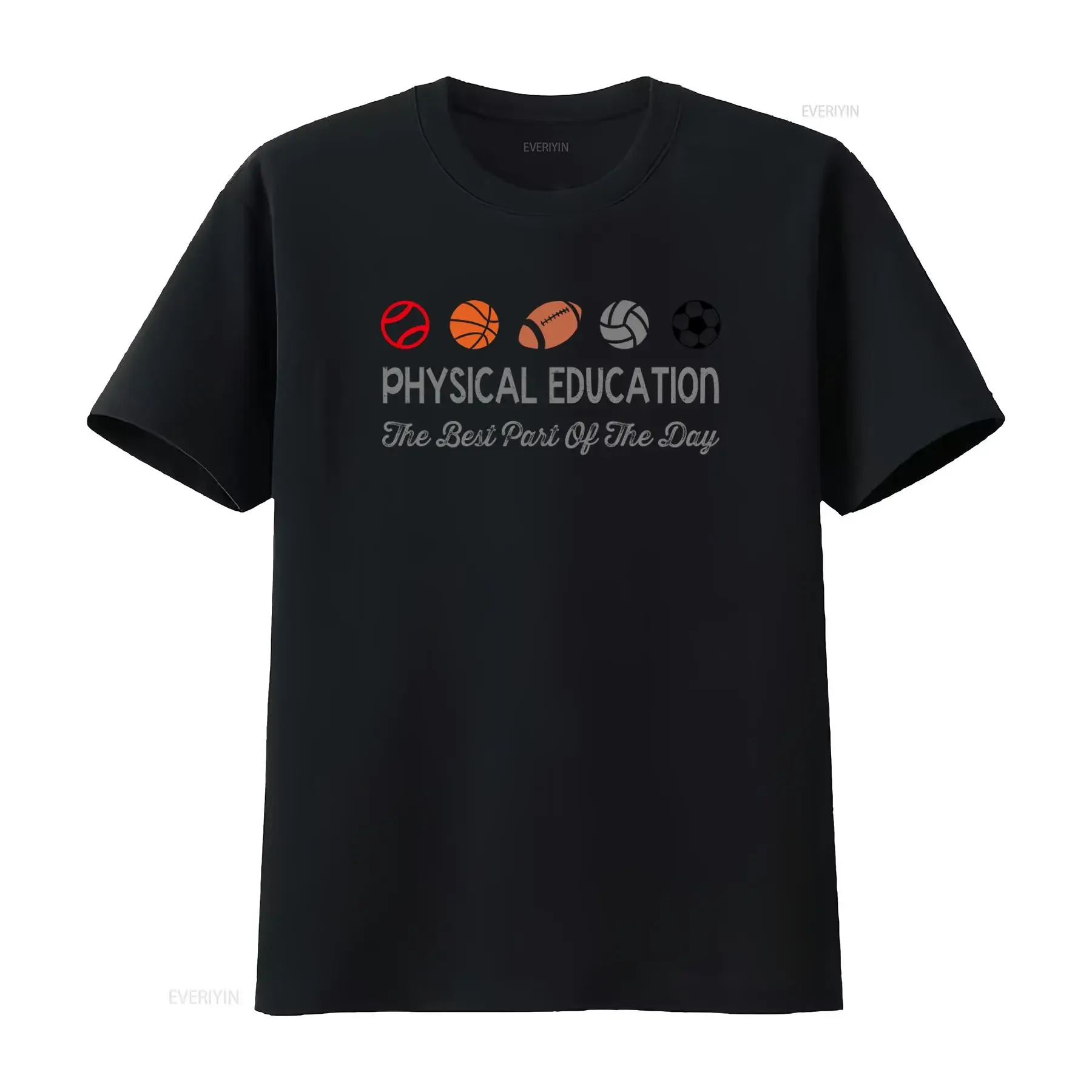 Physical Education The Best Part Of Day Sports Balls Print PE Teacher T Shirt vintage Washed Unisex Breathable streetwear