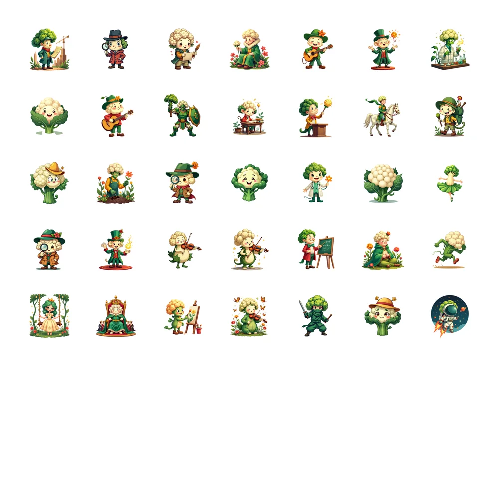 35 قطعة-50 قطعة الشارات 50 قطعة ملصقات شخصيات قسط Cauliflowerstickers مختلف متنوعة ملصقات ذات طابع نباتي لأجهزة الكمبيوتر المحمول