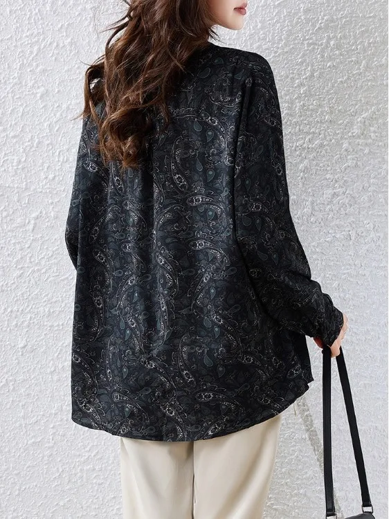 Ele فضفاض طويل Sve مطبوع irt المرأة ربيع جديد Faion حجم كبير يغطي البطن irt مريح للتنفس بولي... #3