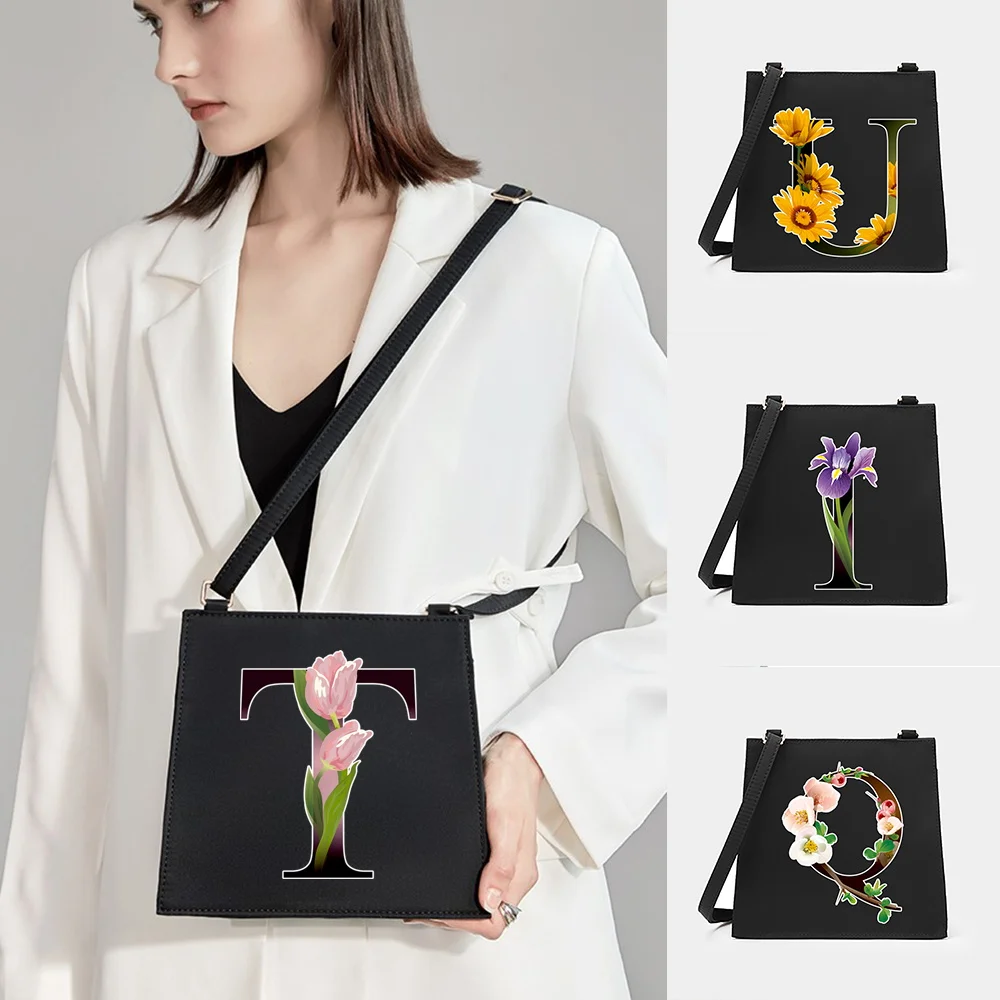 

Women Shoulder Messenger Commute Purse Handbag Designer Small Square Bags Flower Letter Series Pattern Crossbody Tote Bag