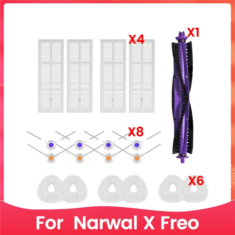 B99A-Replacement Accessories Set For Narwal X Freo Robot Vacuum HEPA Filters Side Brushes Mop Pads Main Brush