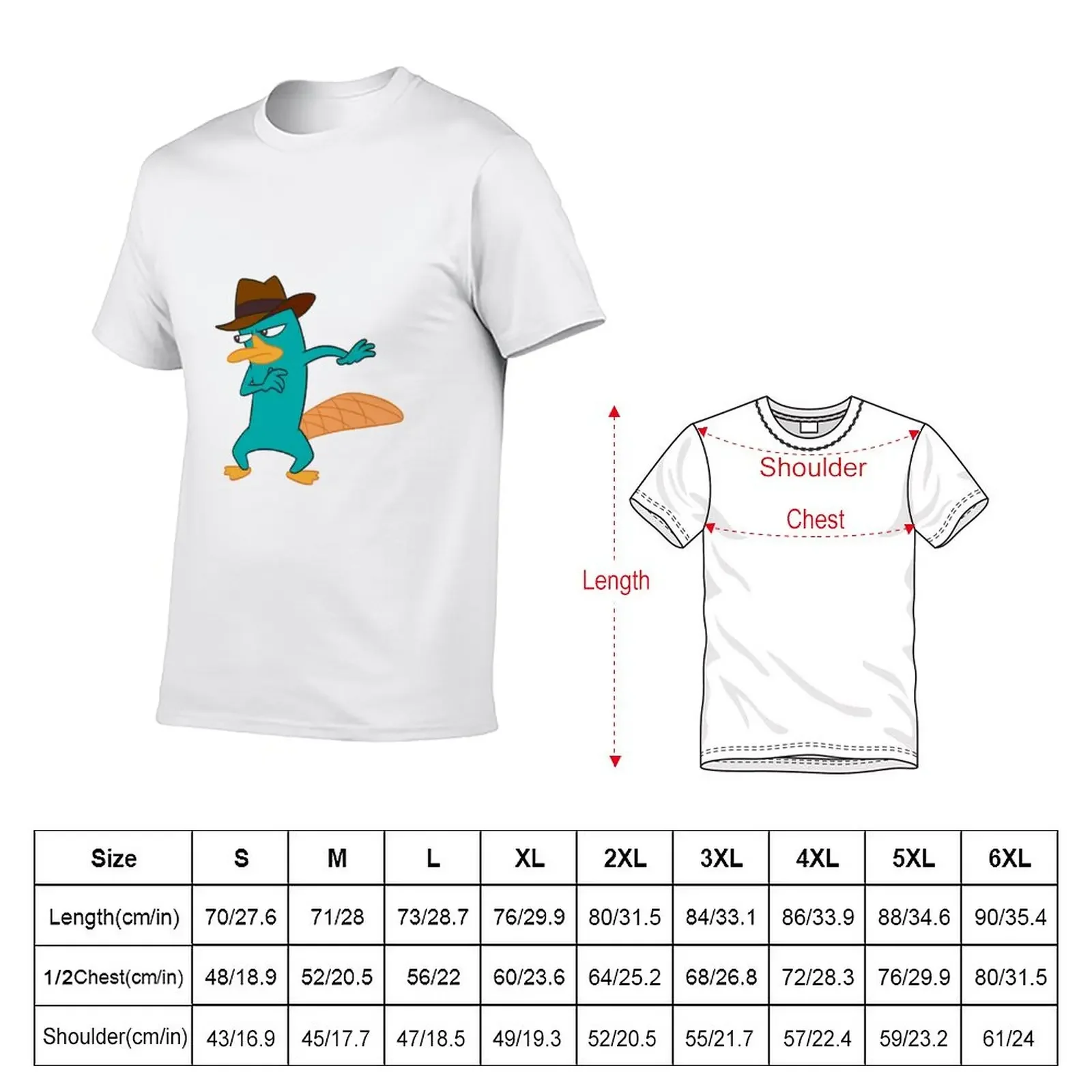 Perrythe Platypus T-Shirt plus sizes summer clothes men t shirts