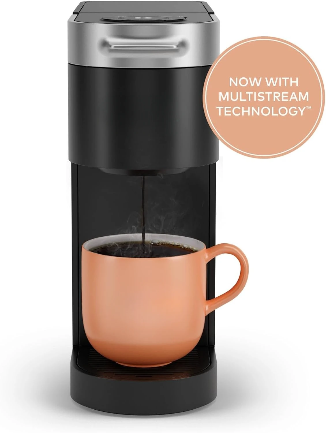 Single Serve K-Cup Pod Coffee Maker, Multistream Technology, 3 Brew Sizes, Slim and Sleek Design, 46oz Removable Reservoir