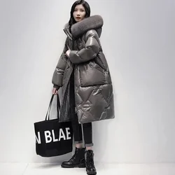 New Oversized Womens Down Cotton Jacket Winter Warm Jackets Coat Long Hooded Fur Collar Parka Overcoat Female Cold Jackets