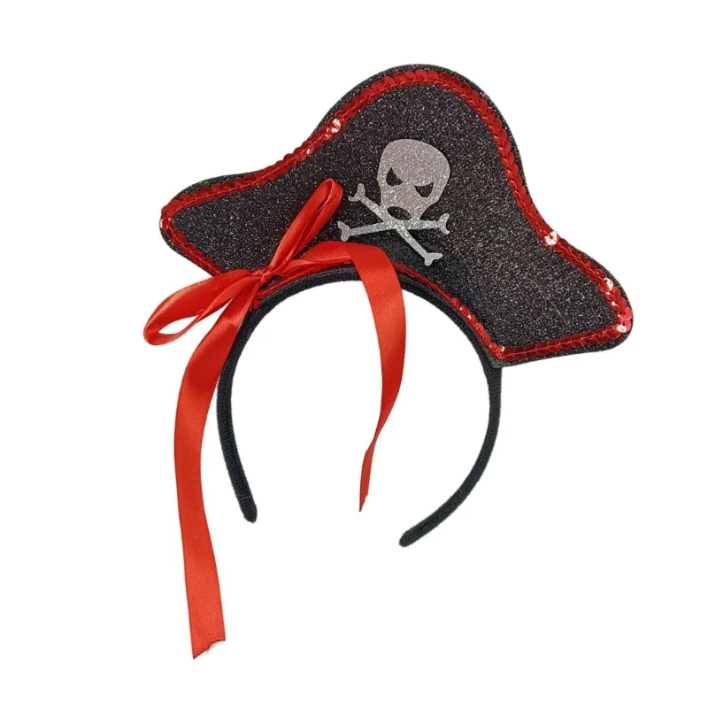 Adjustable Pirate Hat Headbands Halloween Theme Headpiece Role Playing Hairband for Halloween And Role Playing Event