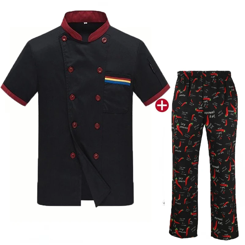 Chef Uniforms Set for Men Women Restaurant Pastry Kitchen Cook Waiter Jacket and Pants