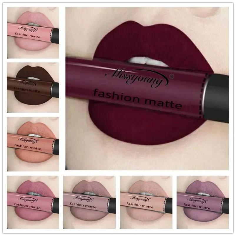 Wasserdichter nackter Lipgloss, 18 Farben, langlebig, samtig, matt, flüssiger Lippenstift, feuchtigkeitsspendend, Antihaft-Cup-Lippenglasur, Lippen-Make-up, Kosmetik