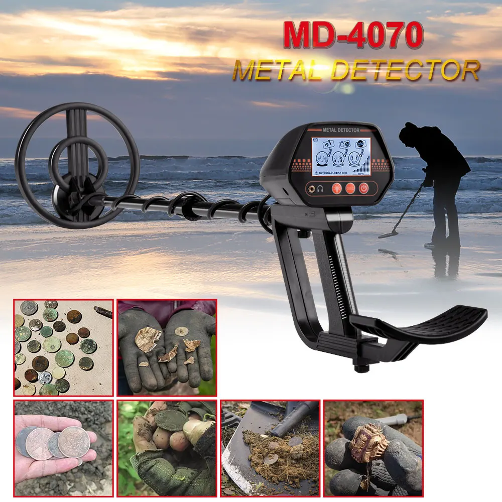 MD-4070 Metal Detector Treasure Hunter Detecting PinPointer Gold Detector Underground Depth Scanner High Precision 7.9“ Search