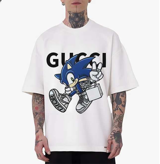 

Новая летняя футболка с мультяшным принтом из чистого хлопка, легкая роскошная футболка с коротким рукавом для мужчин и женщин, модная летняя одежда