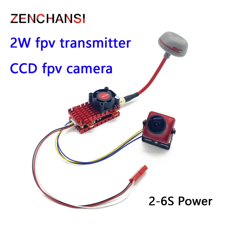 Over 20Km Range 5.8G 2W FPV Transmitter and 2.3mm CCD 2000TVL fpv camera with 5.8g 48CH 7 inch TN HD Fpv Monitor for FPV Drone