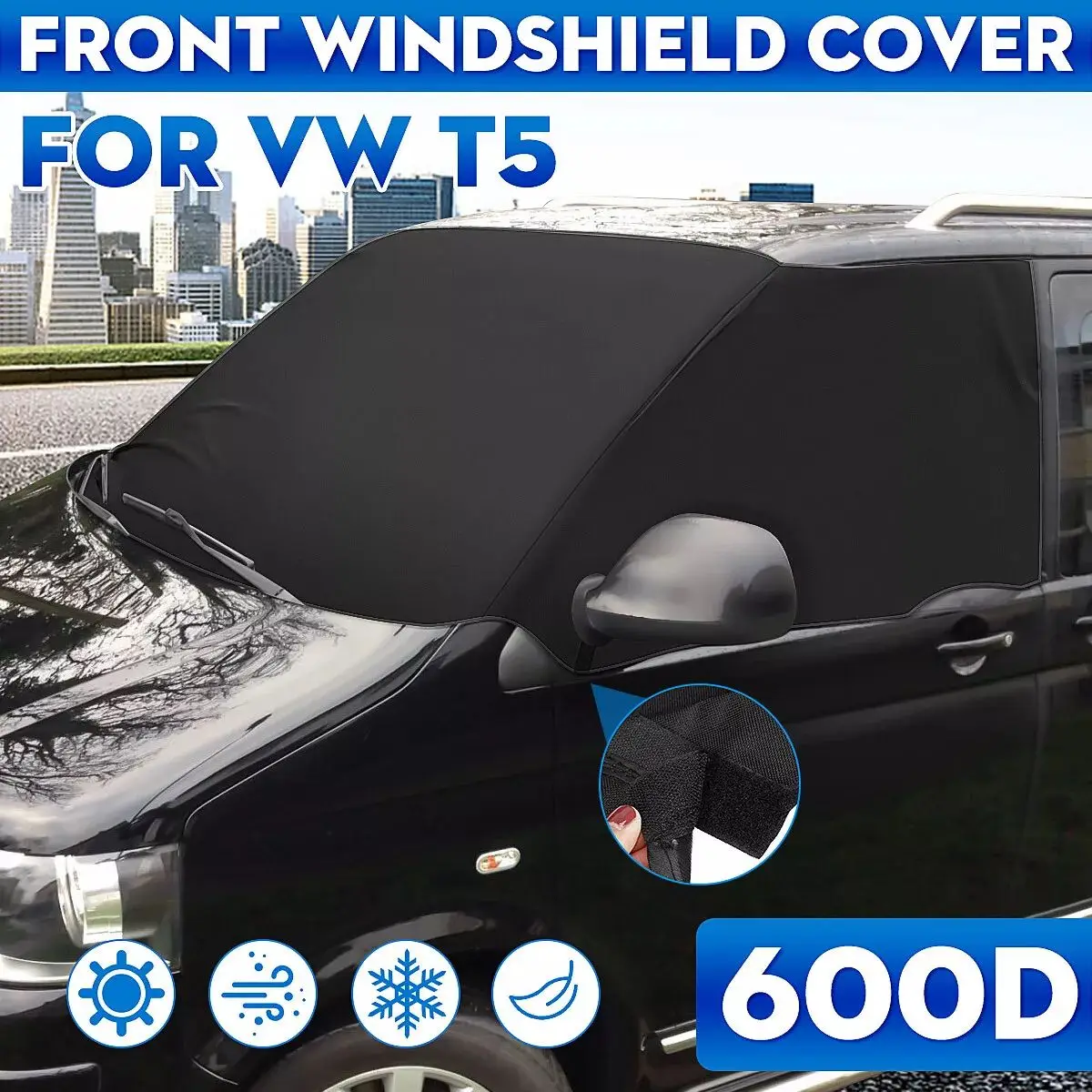 For Deluxe VW T5 T6 Window Screen Cover Curtain Wrap Blind Camping Frost Auto Exterior Protection Windscreen Sunshade