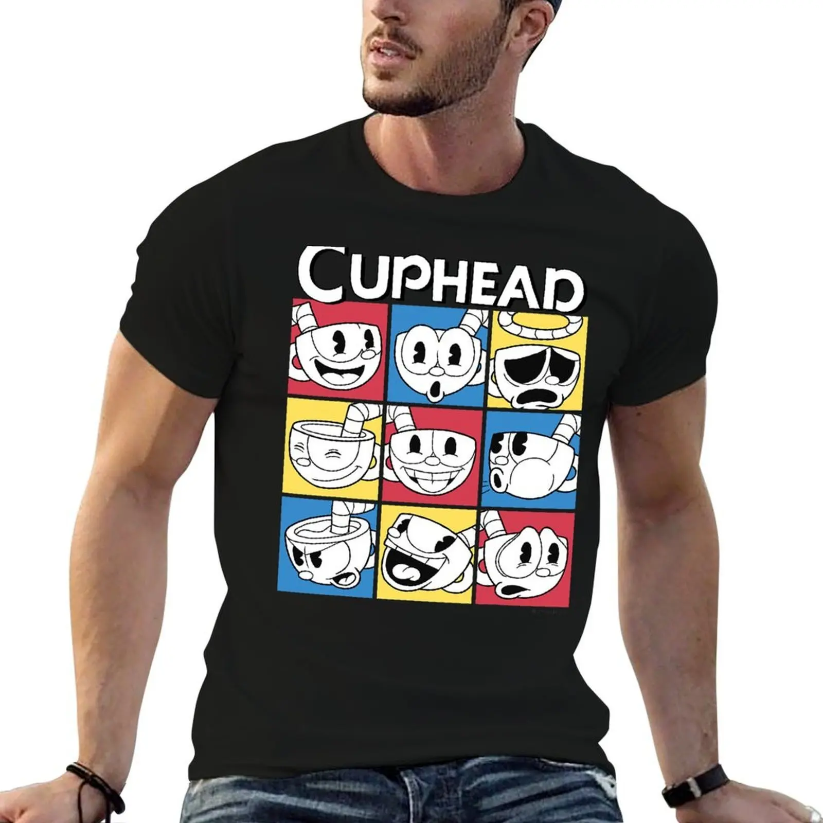Cuphead Nine Squares of Different Emotions T-Shirt graphics funny costumes mens t shirts pack