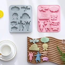 8-hole Graduation Season Theme Modeling Silicone Mold Fondant Cake Chocolate Mold Ice Cube Cake Mould Baking Accessories