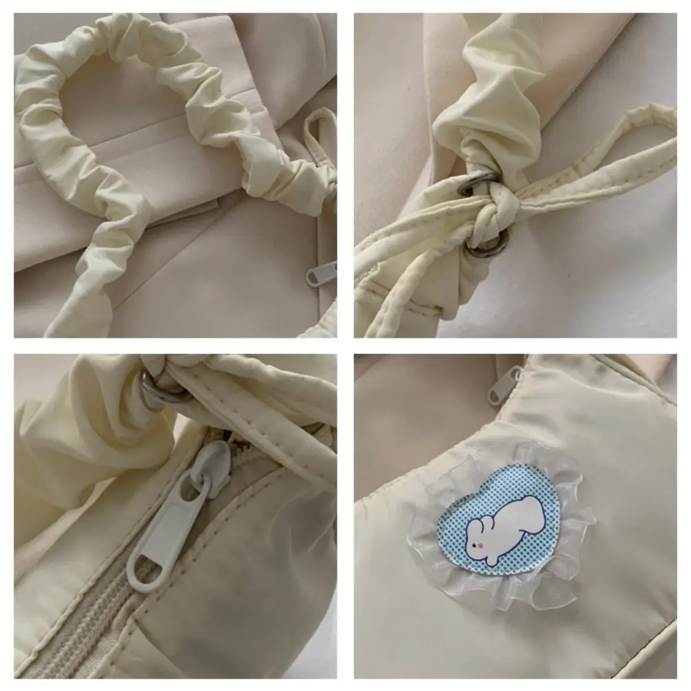 Lace Love Rabbit Underarm Bag Solid Color Large Capacity Pleated Strap Shoulder Bag Storage Bag Tote Bag Sweet Handbag Women