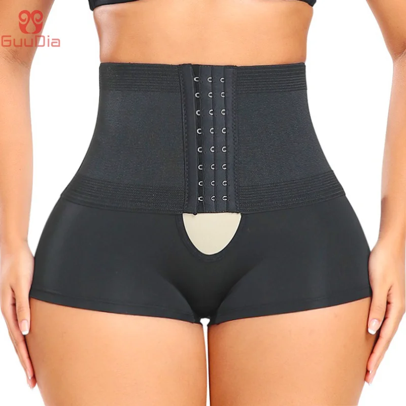 

GUUDIA Anti Slip Rubber Band Row Hook Buckle Abdominal Hollow Tummy Control Mesh Breathable Elastic Women Body Shaper Panties