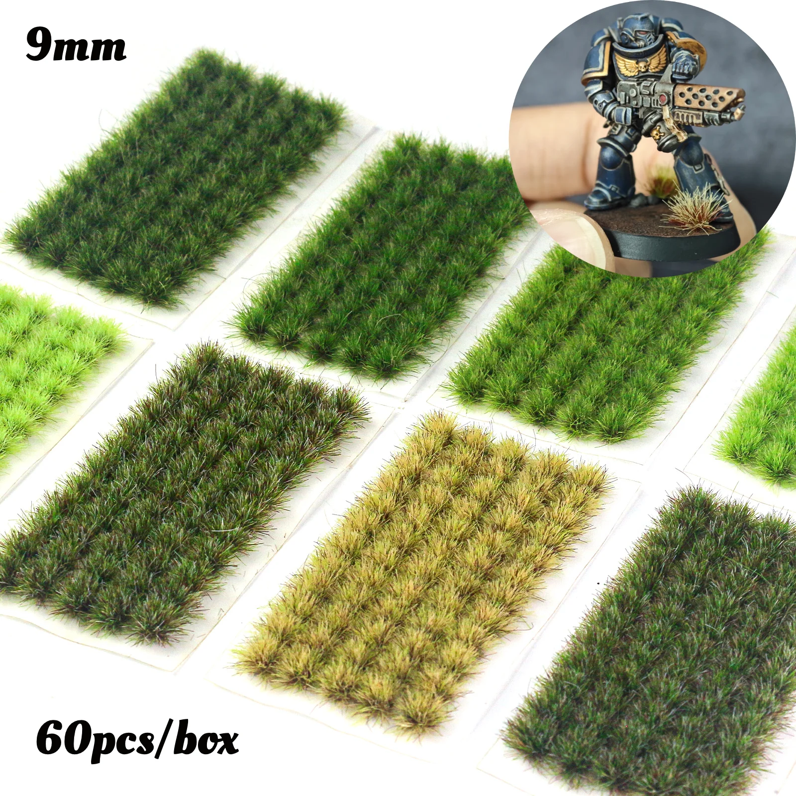 

60 Tufts Miniature Grass Cluster 9mm Realistic Diorama Kits for Wargaming/Micro Landscape/Diy Model Making/Railway/Fairy Garden