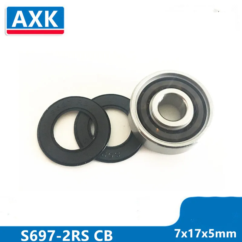 Axk S697-2rs Cb Abec-7 Stainless Steel 440c Hybrid Ceramic Deep Groove Ball Bearing 7x17x5mm