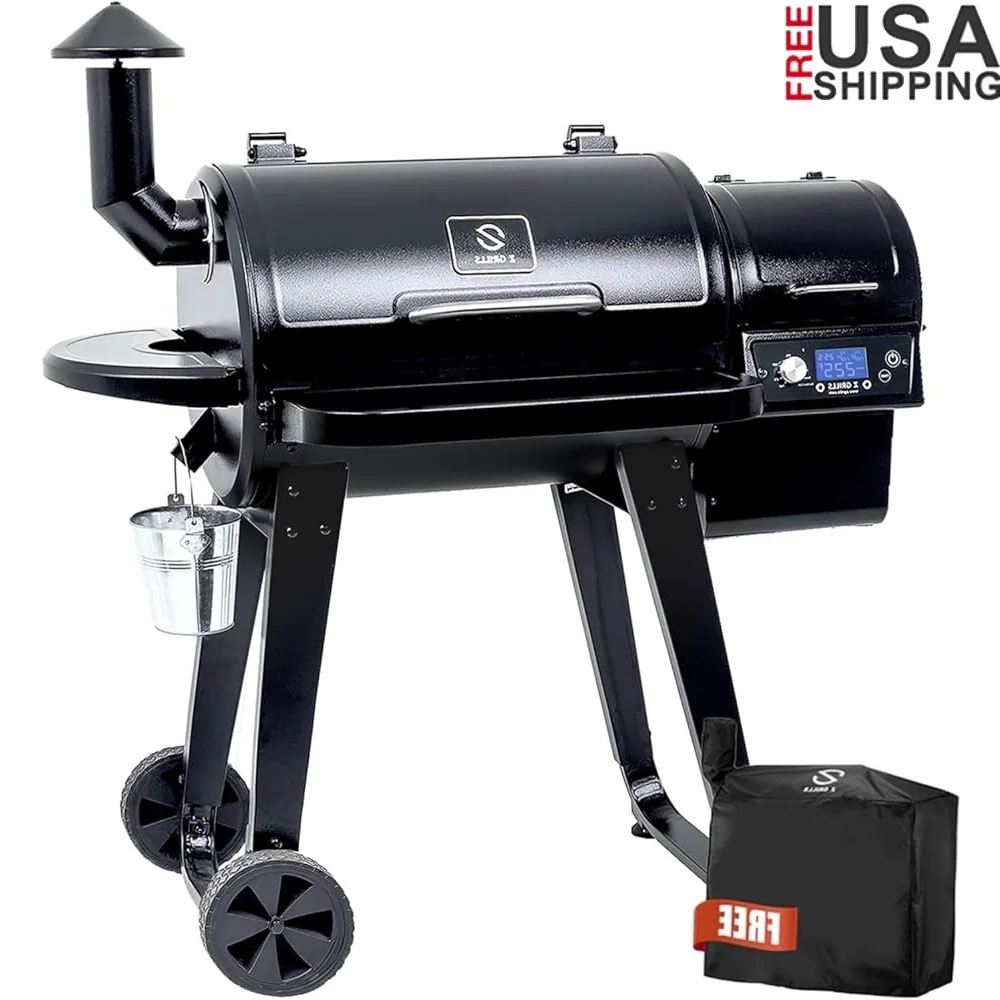 

PID Controlled Wood Pellet Grill Smoker 8 in 1 BBQ Outdoor Cooking with Meat Probe and Auto Temperature
