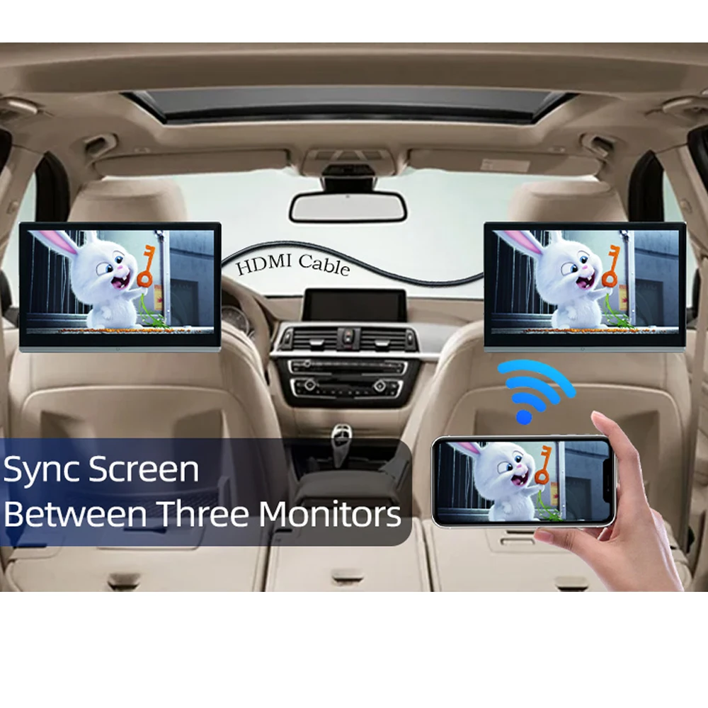 

New Car Headrest Monitor 14" IPS 4K Tablet PC Car Rear Multimedia Android 12 HDMI TV Multifunction IN Airplay 2G+32GB ROM