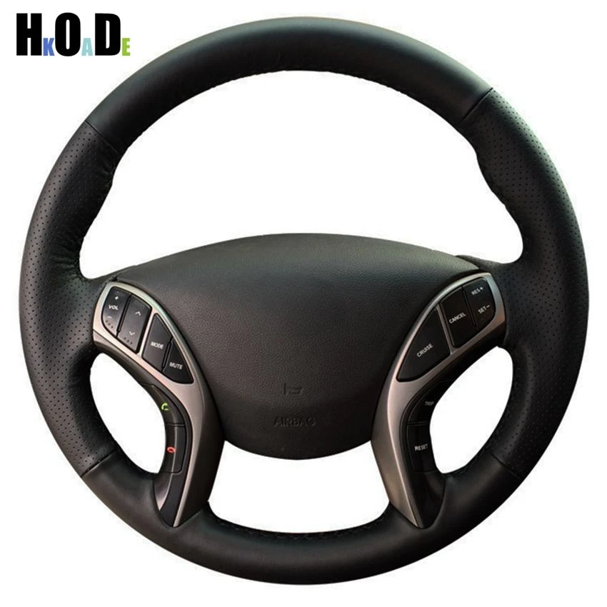 

Hand-stitched Black Artificial Leather Car Steering Wheel Cover for Hyundai Elantra 2011-2016 Avante i30 2012-2016