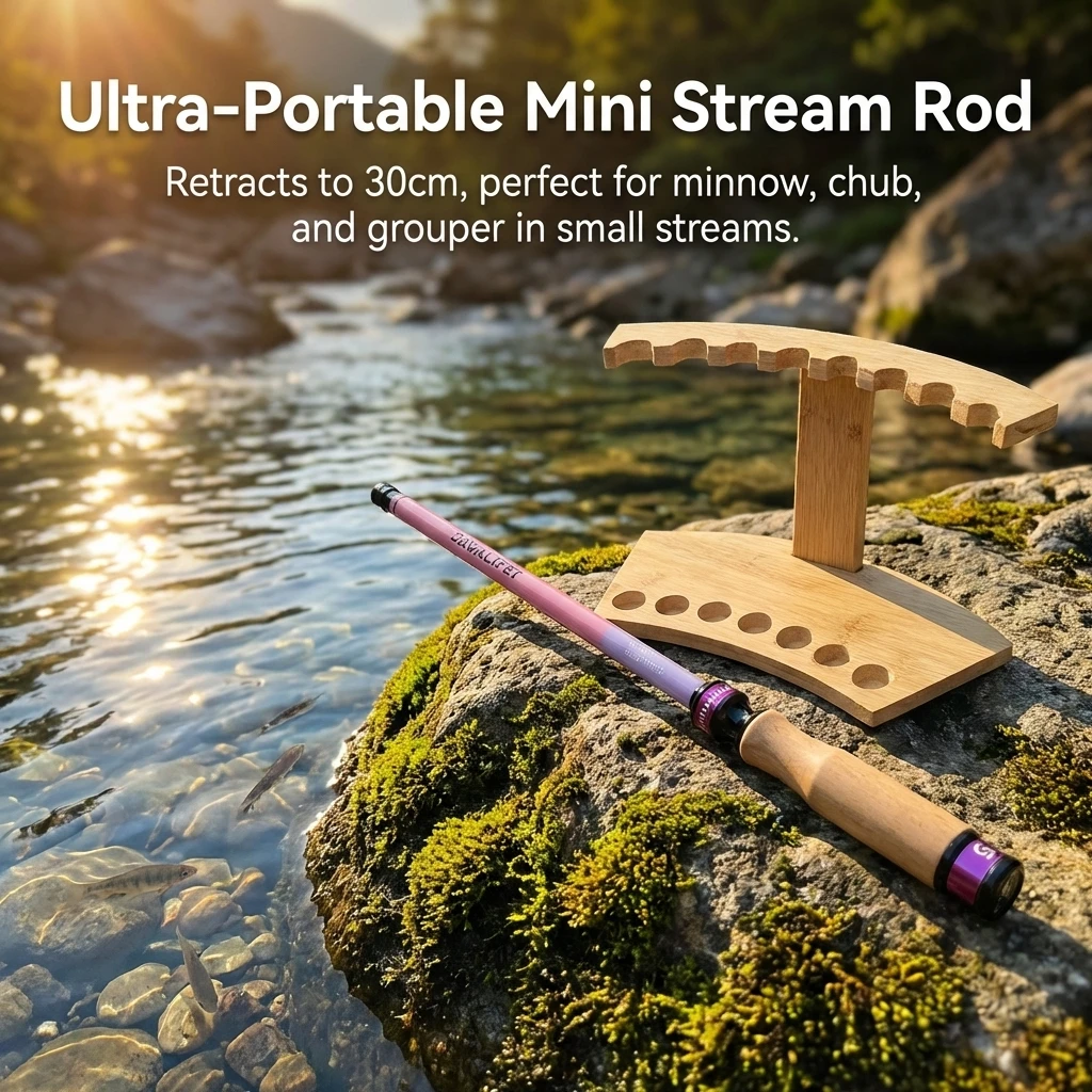 Mini Fishing Rod Portable Ultra Short Stream Pole High Sensitivity Lightweight For Perch Whitebait Outdoor Fishing