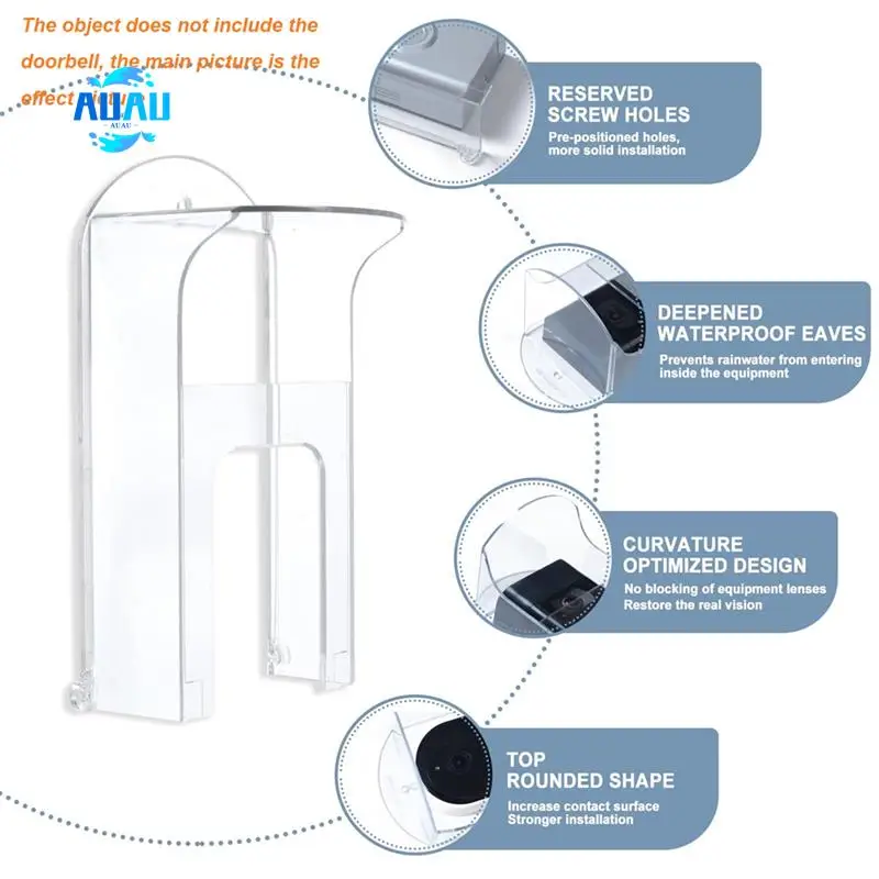 

AUAU-пластиковый дождевик для дверного звонка, подходит для моделей колец, дверной звонок, водонепроницаемый защитный щиток, видеодверные звонки