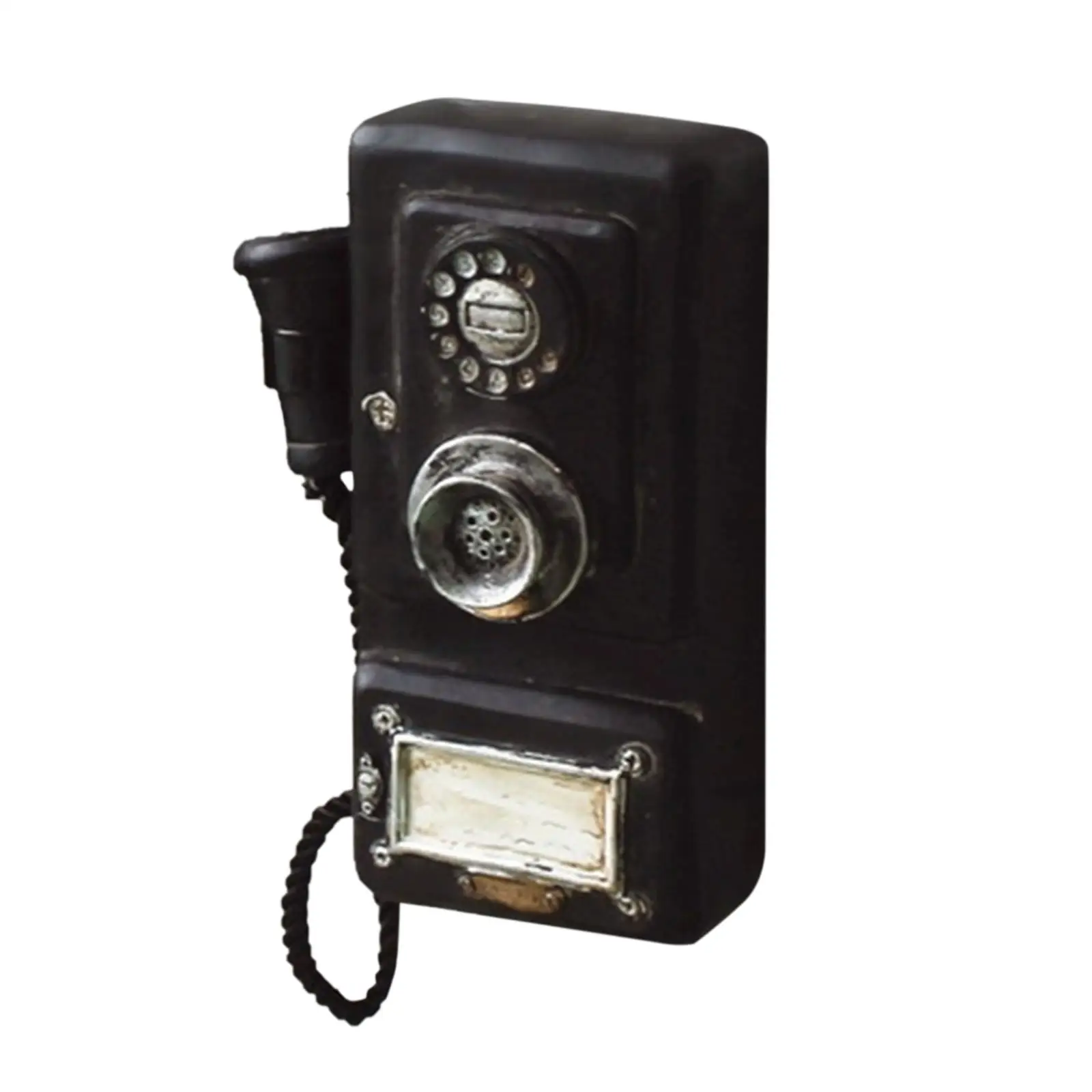 Retro Landline Telephone Resin Figurine Classic Phone Miniature Wall Art Decor for Window Display or Photo Props