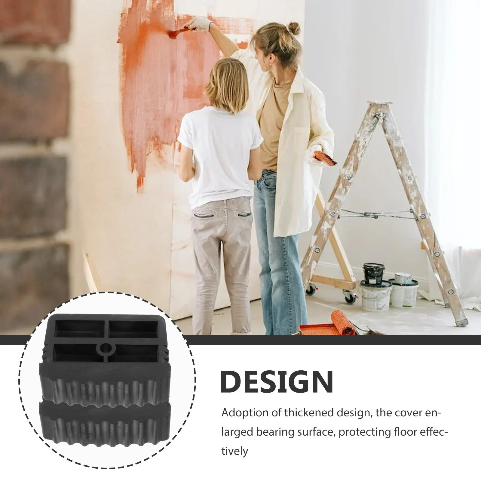 2Pcs Ladder Foot Covers Thickened Rubber Non-Slip Ladder Leg Protector Caps for DIY Professionals Floor Scratch Protection