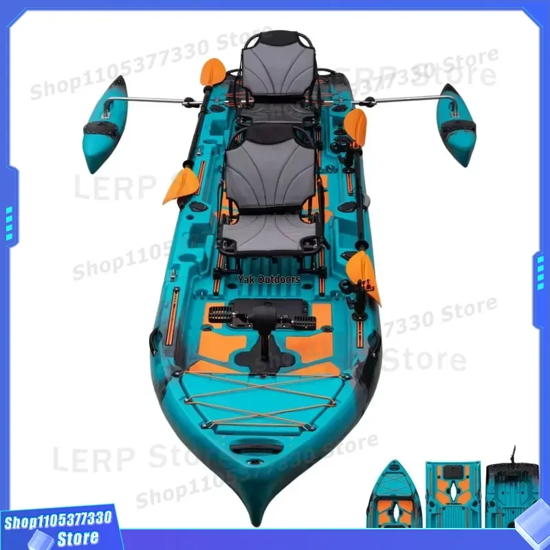 Yak Outdoors 14FT Double Seat Fishing Kayak with Pedal Drive-Durable HDPE Construction Lightweight & Detachable for 2 Persons