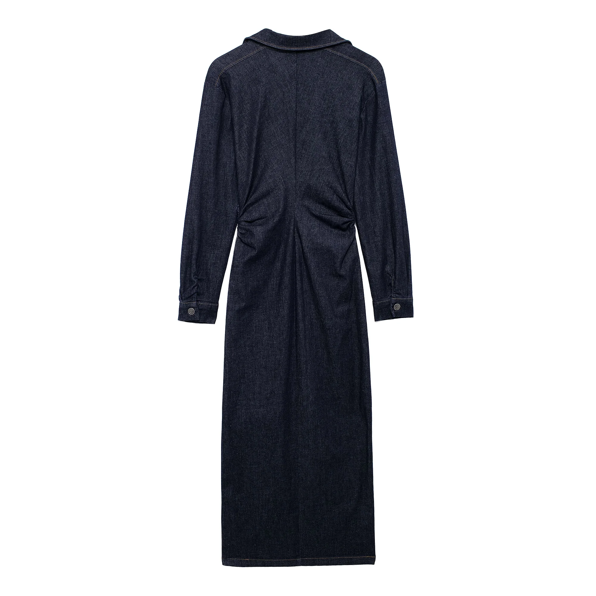 Tangada Women Blue Denim Dress Long Sleeve 2024 Autumn Winter Female Long Dresses 3H886