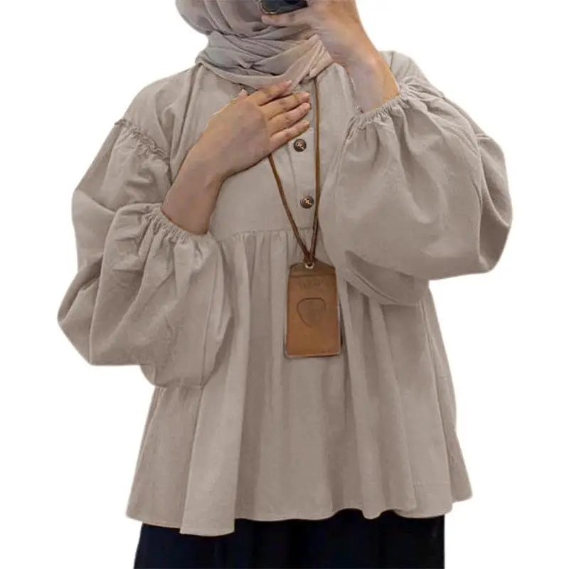 Csa Fena Plus Size com Cintura Ajustada, Gola, Estilo Étnico, Ajuste Solto, Manga Longa, Pulôver de Inverno