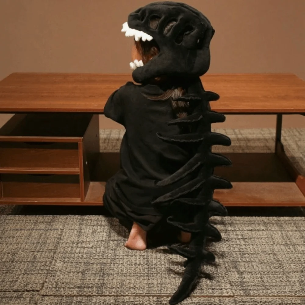 

Soft Dinosaur Skeleton Headgear 3D Design Huge Size Dino Plush Hat Creative Realistic Stuffed Animal Bone Set Halloween Costume