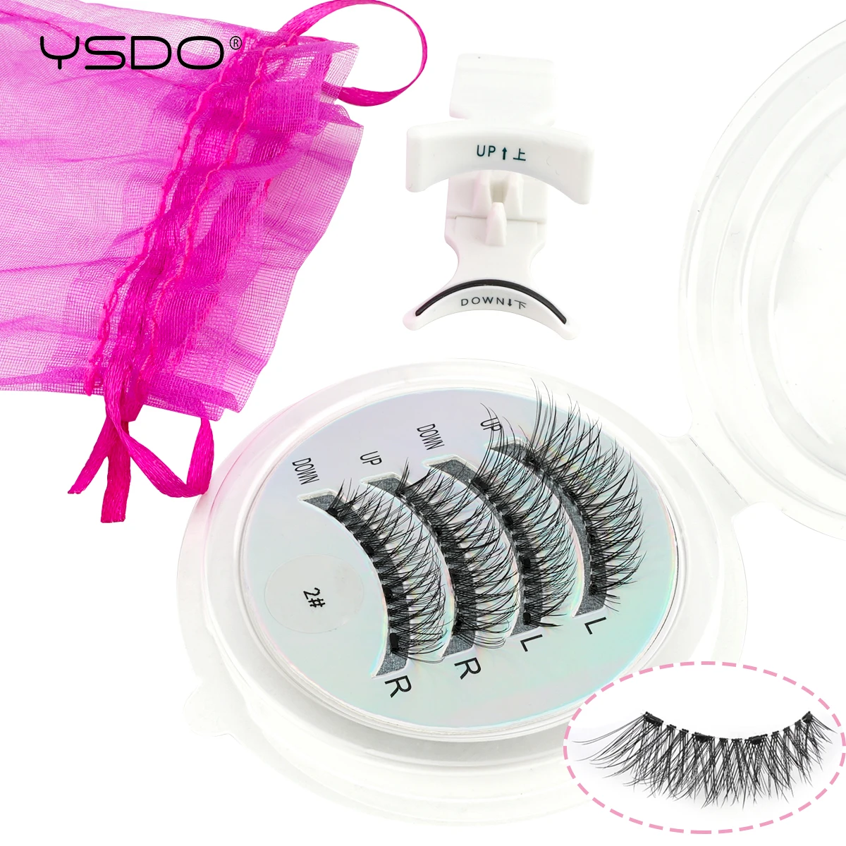 YSDO رموش مغناطيسية ناعمة قابلة لإعادة الاستخدام رموش صناعية قصيرة ثلاثية الأبعاد مع قضيب رموش مغناطيسية خالية من الغراء رموش بالمنك الصناعي الطبيعي #2