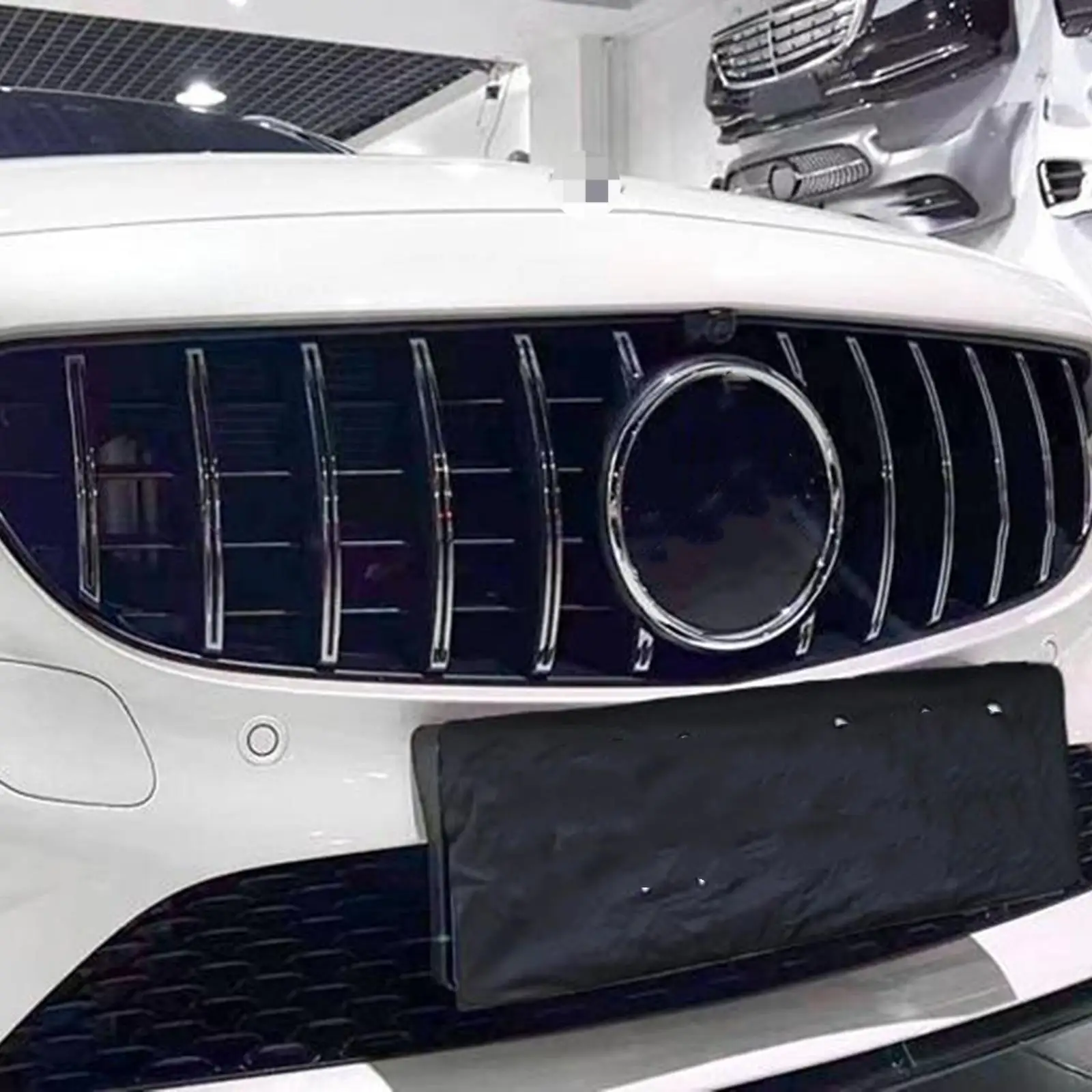 

For Mercedes-Benz C Class W205 C200 C200 C250 C260 C300 2019-2022 Front Grille Grill GT Black/Silver Upper Bumper Hood Mesh Grid