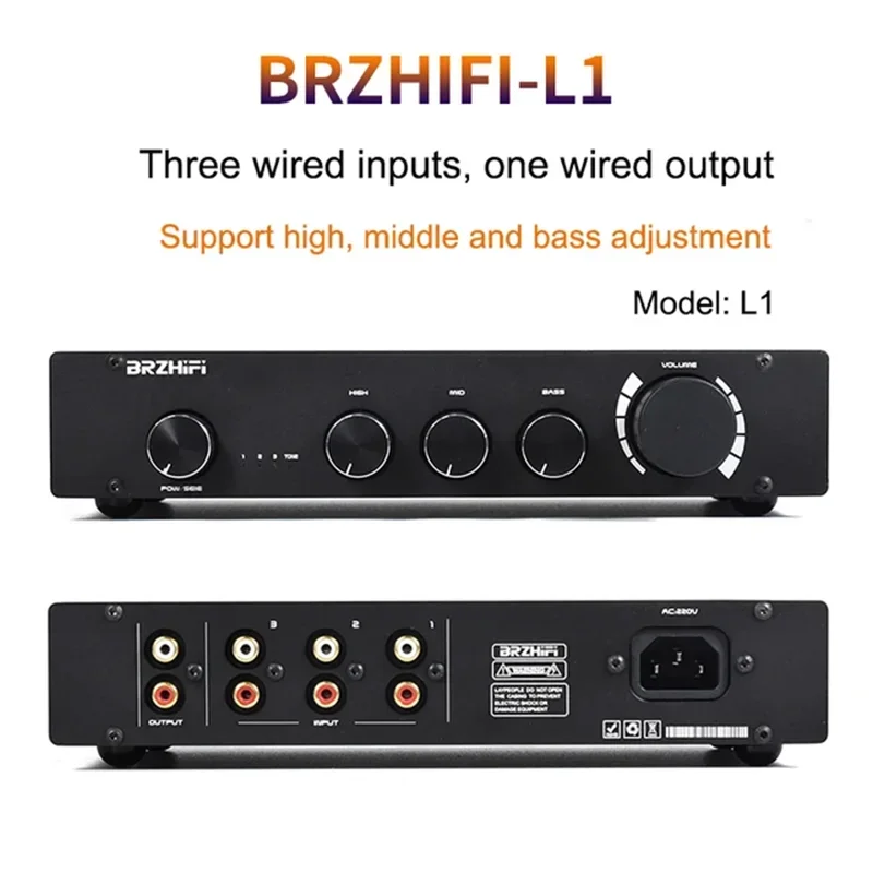 L1 Amplifier saluran A 2.0/2.1, Amplifier Decoding Bluetooth 5.0 bisa disesuaikan Bass tinggi Kelas A aluminium hitam/perak
