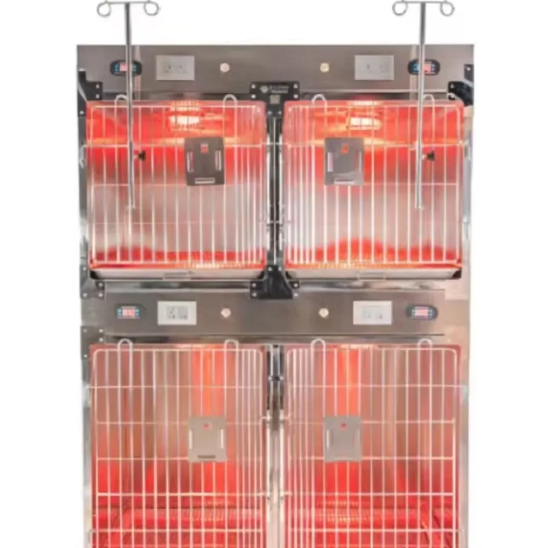 Thermostatic Oxygen Display Cage for Pet Hospitalization 304 Stainless Steel Wood Constant Temperature Inpatient Cage Box