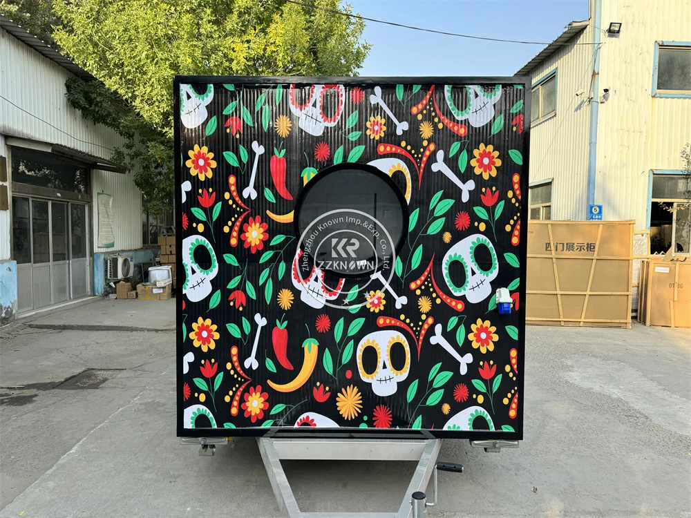 Camión de comida rápida móvil al aire libre, quiosco de helado, barbacoa, hamburguesa, café, Burbuja, té, carritos expendedores de comida