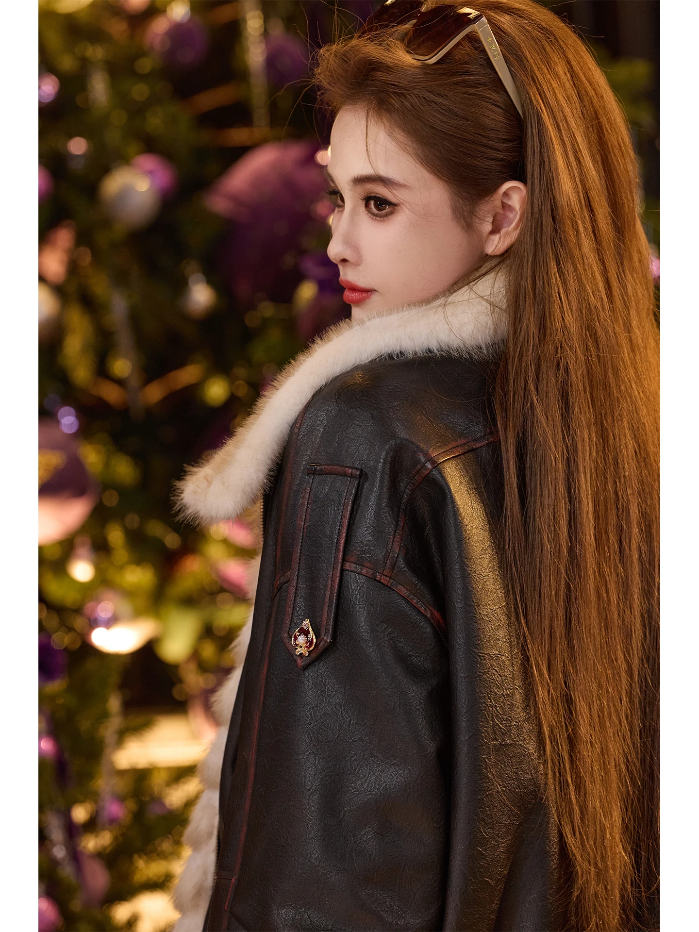 

Куртка TUNT осенне-зимняя двусторонняя винтажная с воротником-стойкой, из искусственной кожи и меха, женская теплая верхняя одежда из полиэфирного волокна