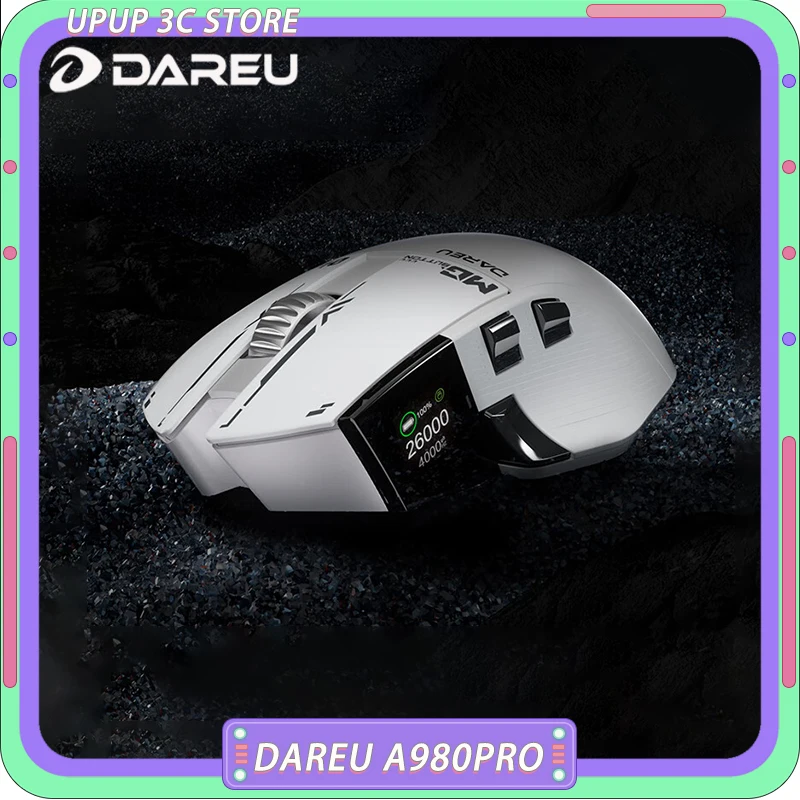 

Dareu A980Pro Max Mouse Three Modes Wireless Nearlink TFT Screen 4K Low Latency PAW3395 Sensor Gaming Mouse Magnesium Alloy Key