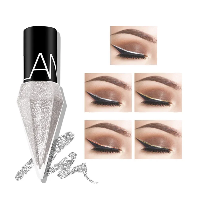 Diamant Glanzende Oogliners Oogschaduw Waterdicht Zilver Rose Goud Kleur Glitter Pailletten Eyeliner Oogschaduw Make-Up Beauty Cosmetica