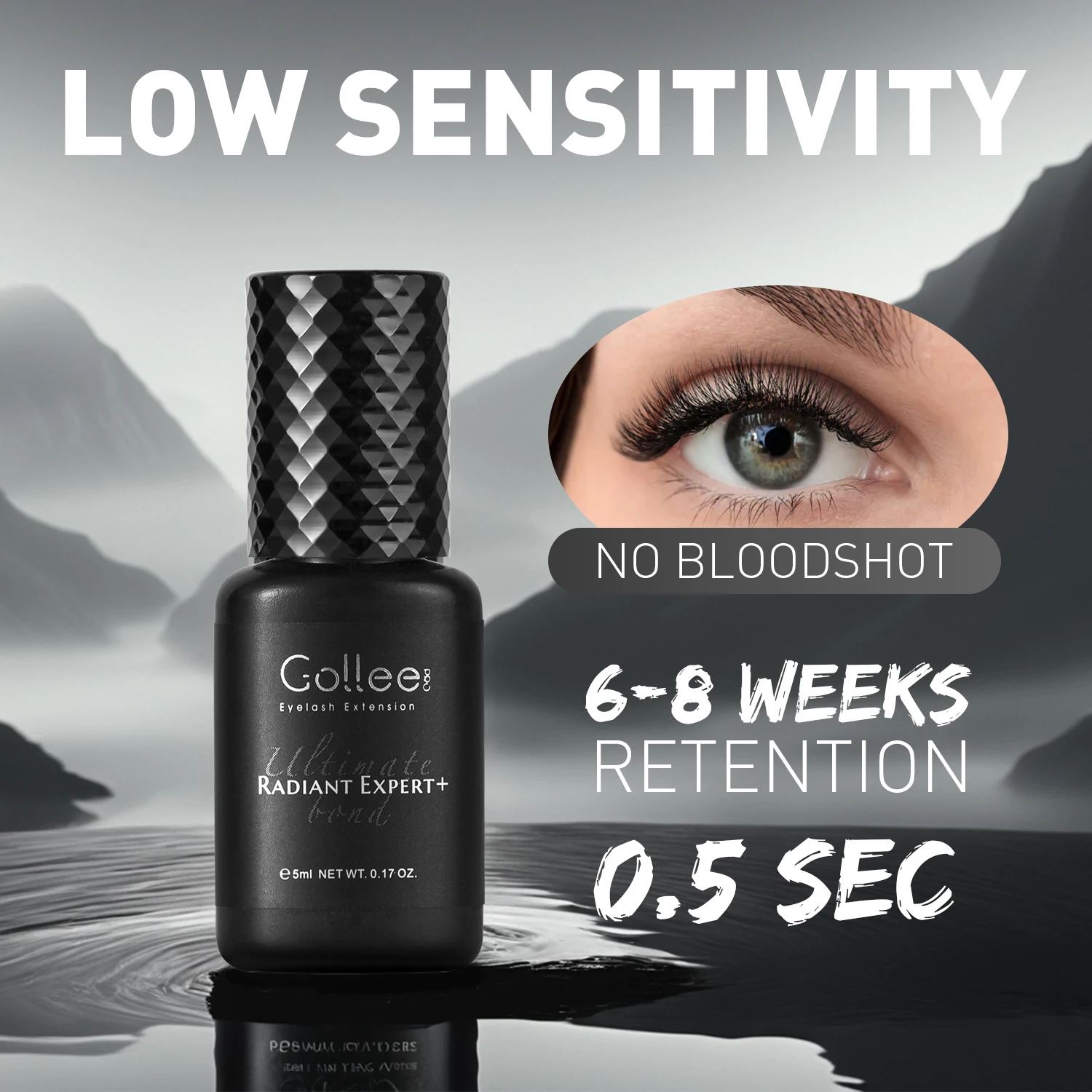 Gollee Coreano di Alta Qualità LuxuryBlack Mini Confezione Sfusa Estensione Ciglia Personalizzato Veloce Forte Etichetta Privata Colla per Ciglia