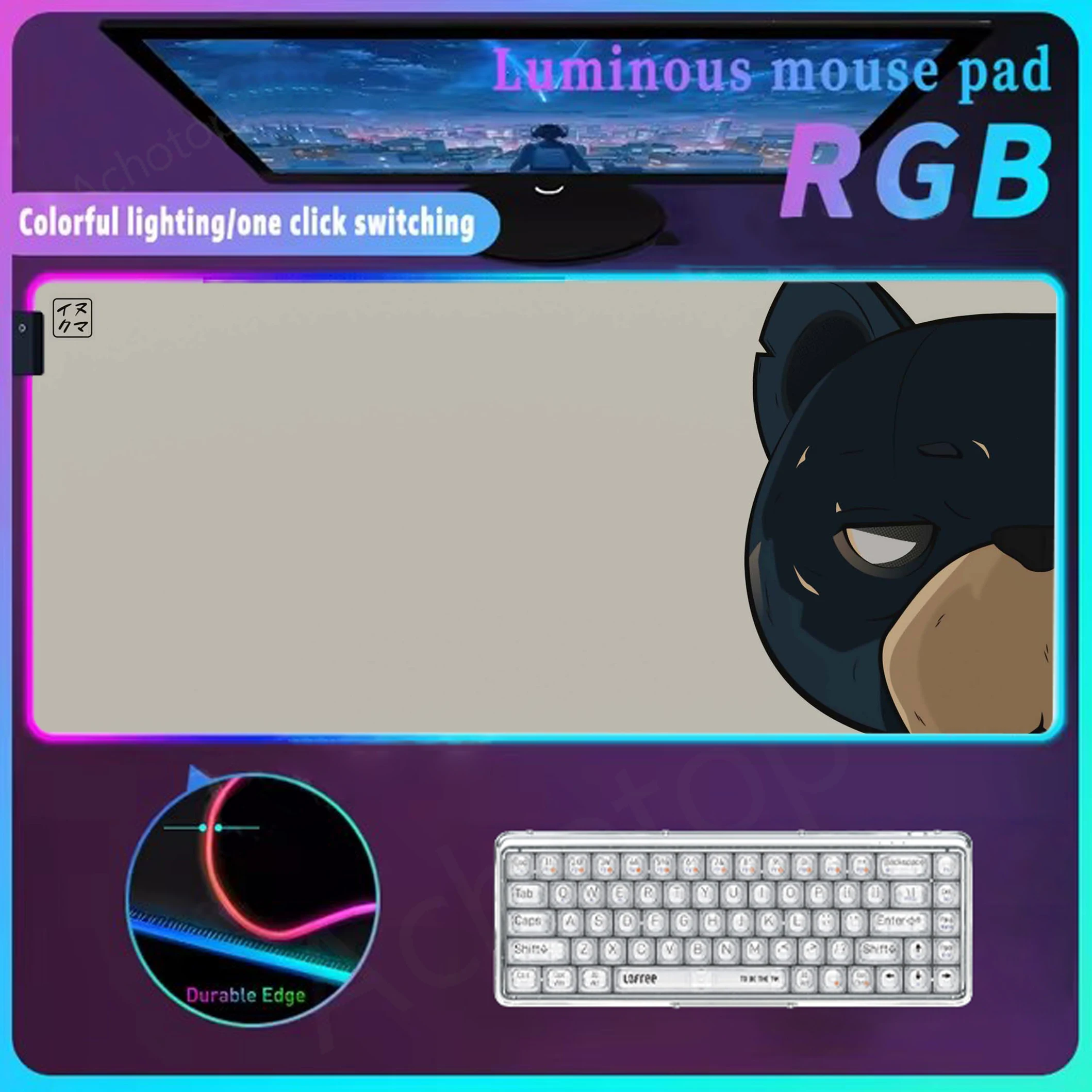 

Japanese Style LED Mousepad RGB Desk Mat Glow Personality Mouse Pad Computer Gamer Tapis De Souris Xxl Colorful Extended Pad