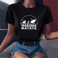 Hakuna Matata Funny Letter Printed T Shirt Women Kawaii Disney Cartoon The Lion King Graphic T-shirt Harajuku Casual Clothes Top